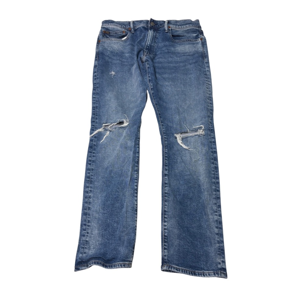 Polo Ralph Lauren Sullivan Slim Distressed Blue Jeans‎ Mens 34x30 Ripped Denim